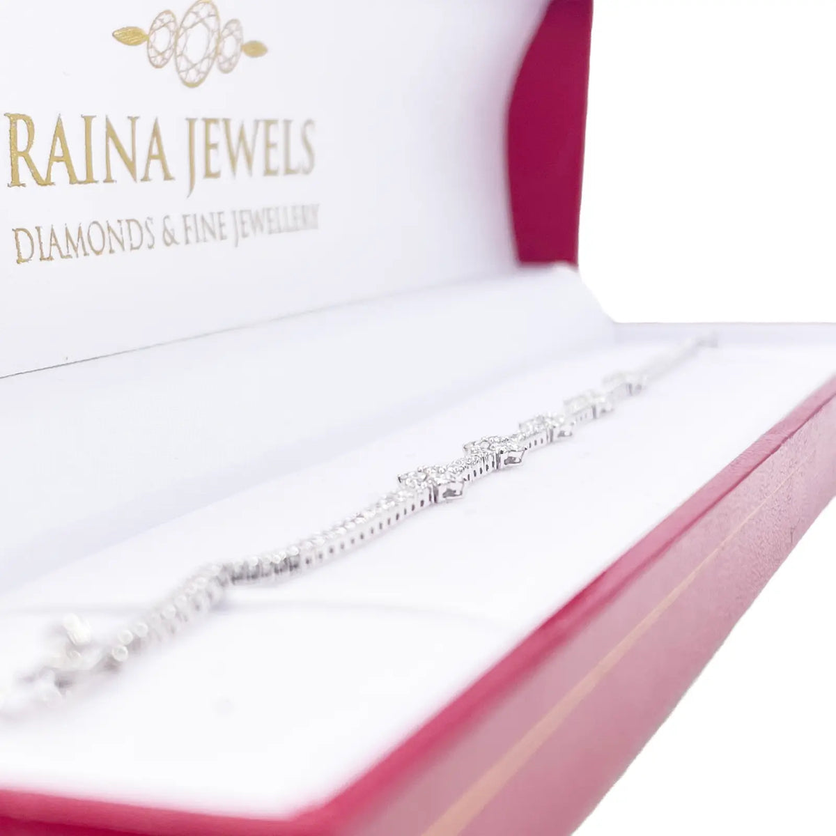 14ct White Gold Flower Shaped Tennis Bracelet 1.50ct 7 Inches  Diamond Bracelet