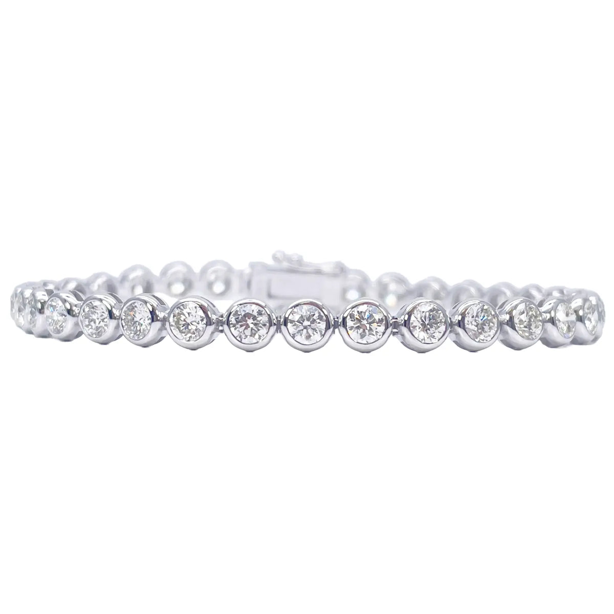 14ct White Gold Natural Diamond Bezel Tennis Bracelet 3.95ct 7 inches  Diamond Bracelets