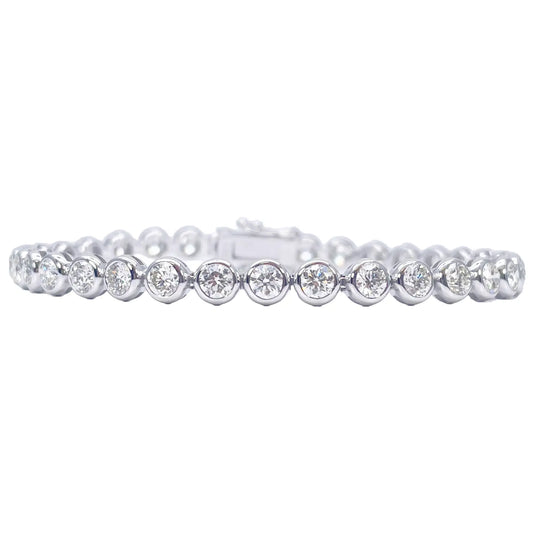 14ct White Gold Natural Diamond Bezel Tennis Bracelet 5.54ct 7inches  Diamond Bracelets