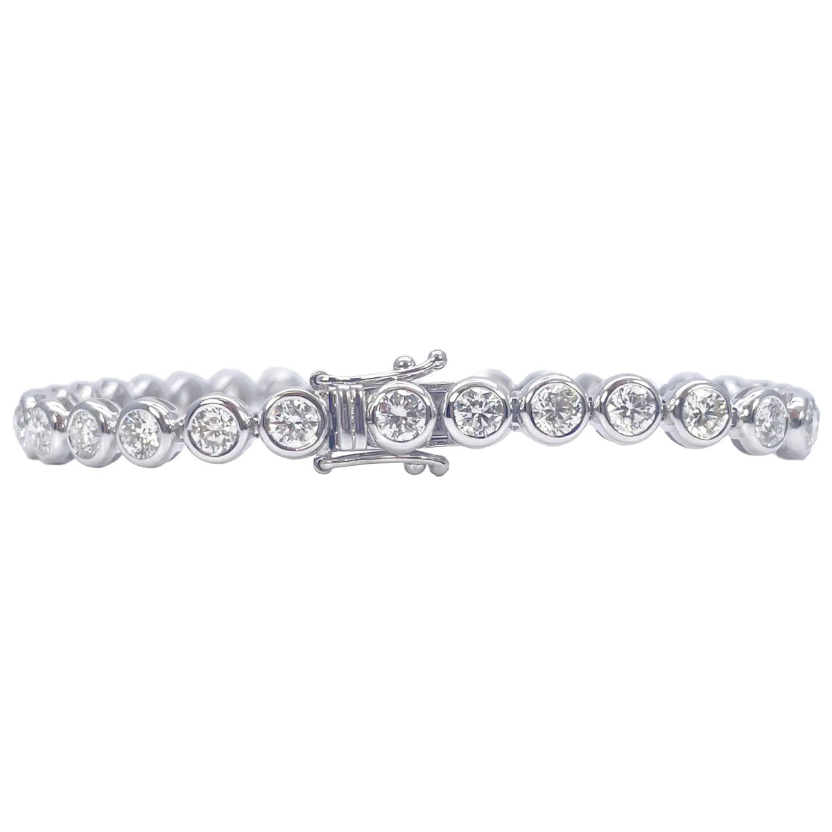 14ct White Gold Natural Diamond Bezel Tennis Bracelet 5.54ct 7inches  Diamond Bracelets