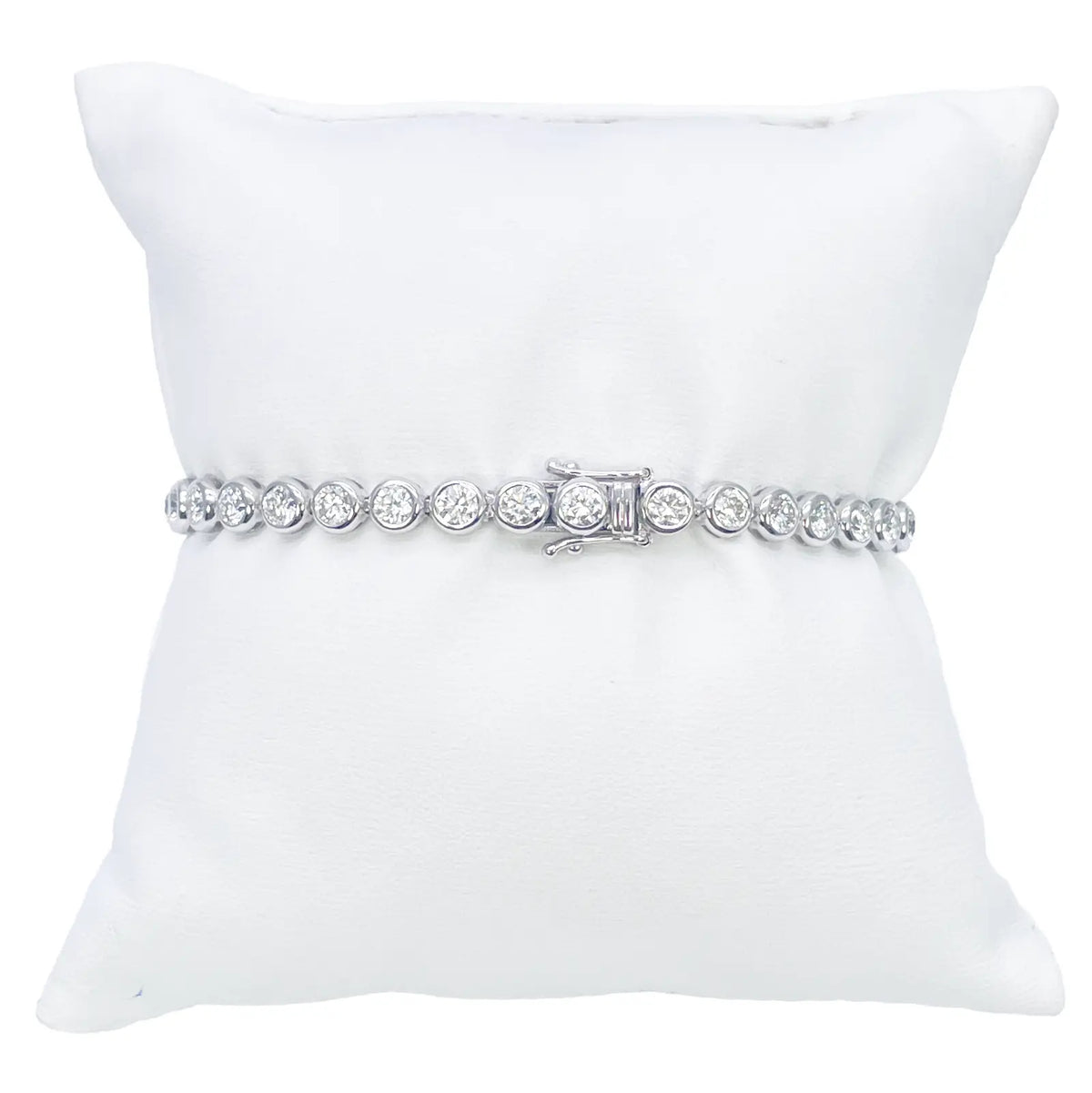 14ct White Gold Natural Diamond Bezel Tennis Bracelet 5.54ct 7inches  Diamond Bracelets