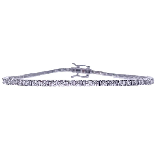 14ct White Gold Natural Diamond Tennis Bracelet 4 claw 2.00ct 7''inches  Diamond bracelet