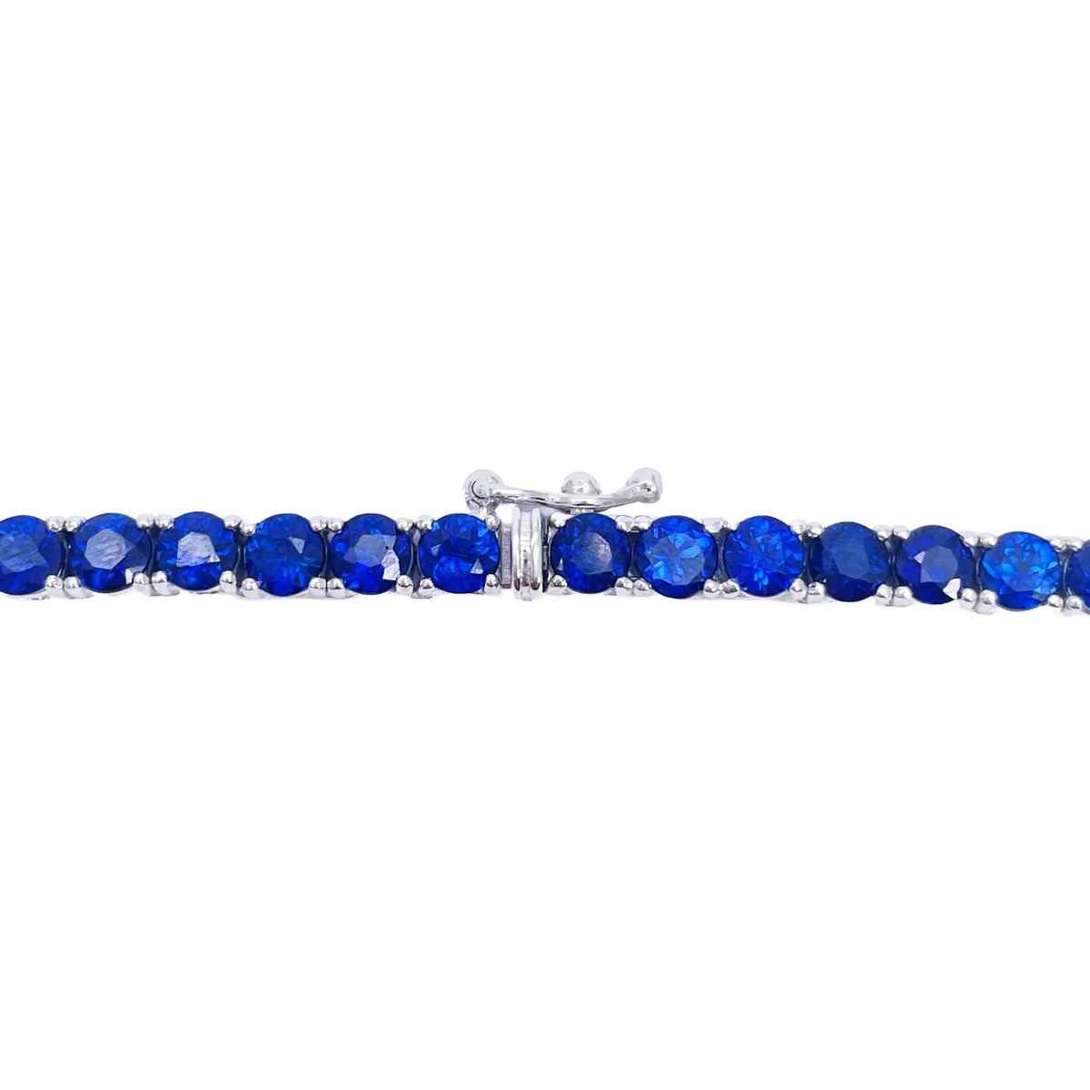 14ct White Gold Natural Sapphire & Diamond Tennis Necklace 21.2ct 18''inches 