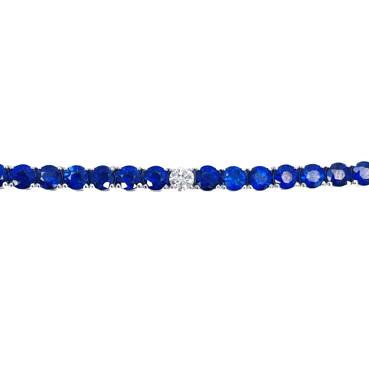 14ct White Gold Natural Sapphire & Diamond Tennis Necklace 21.2ct 18''inches 