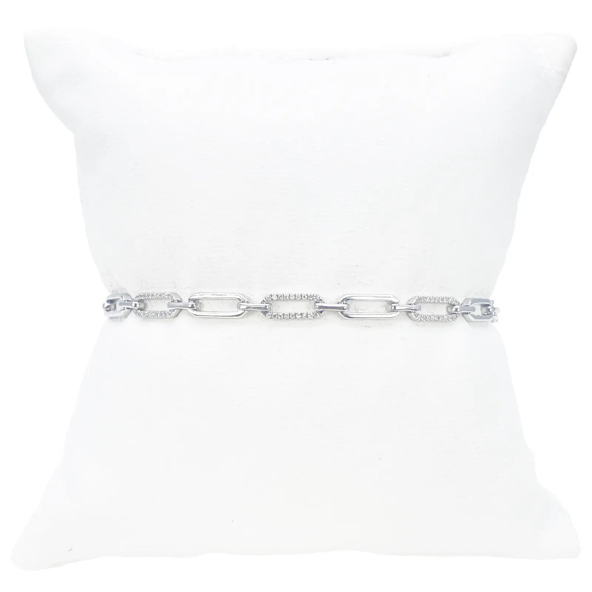 14ct White Gold Paper Clip Link Diamond Bracelet 0.20ct 7 Inches & 3.8mm Width  Diamond Bracelets