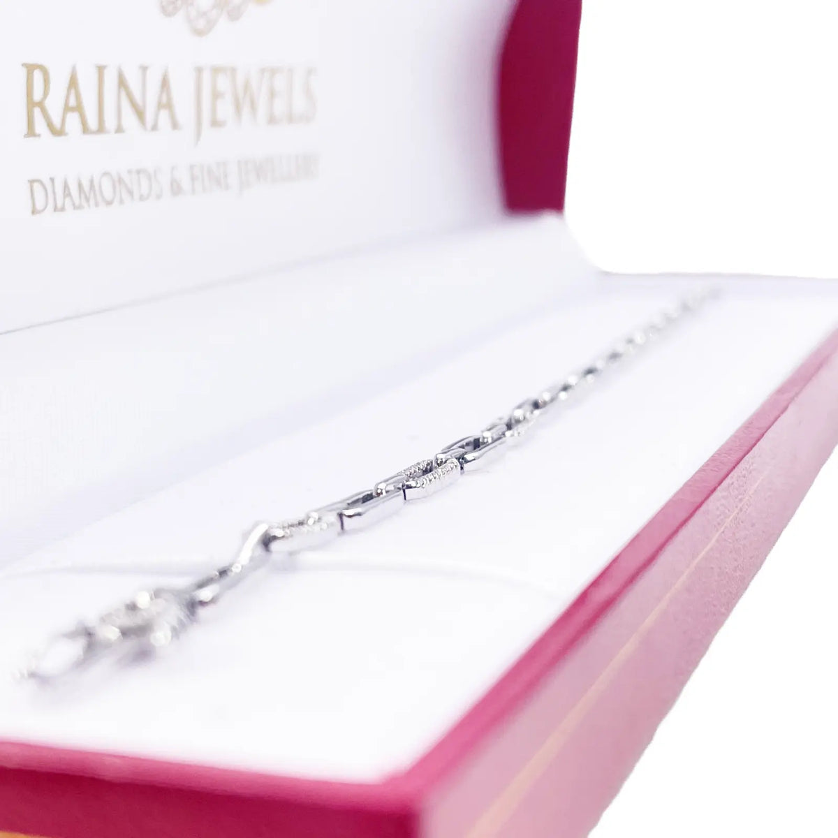 14ct White Gold Paper Clip Link Diamond Bracelet 0.20ct 7 Inches & 3.8mm Width  Diamond Bracelets
