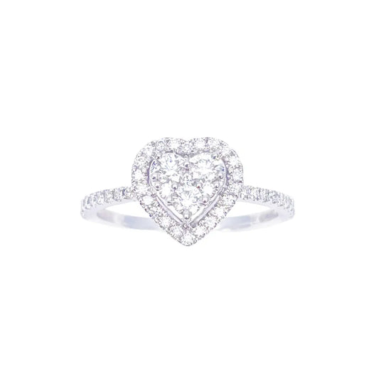 14ct White Gold Round Natural Diamond Heart Cluster Ring 0.50ct  Diamond Ring