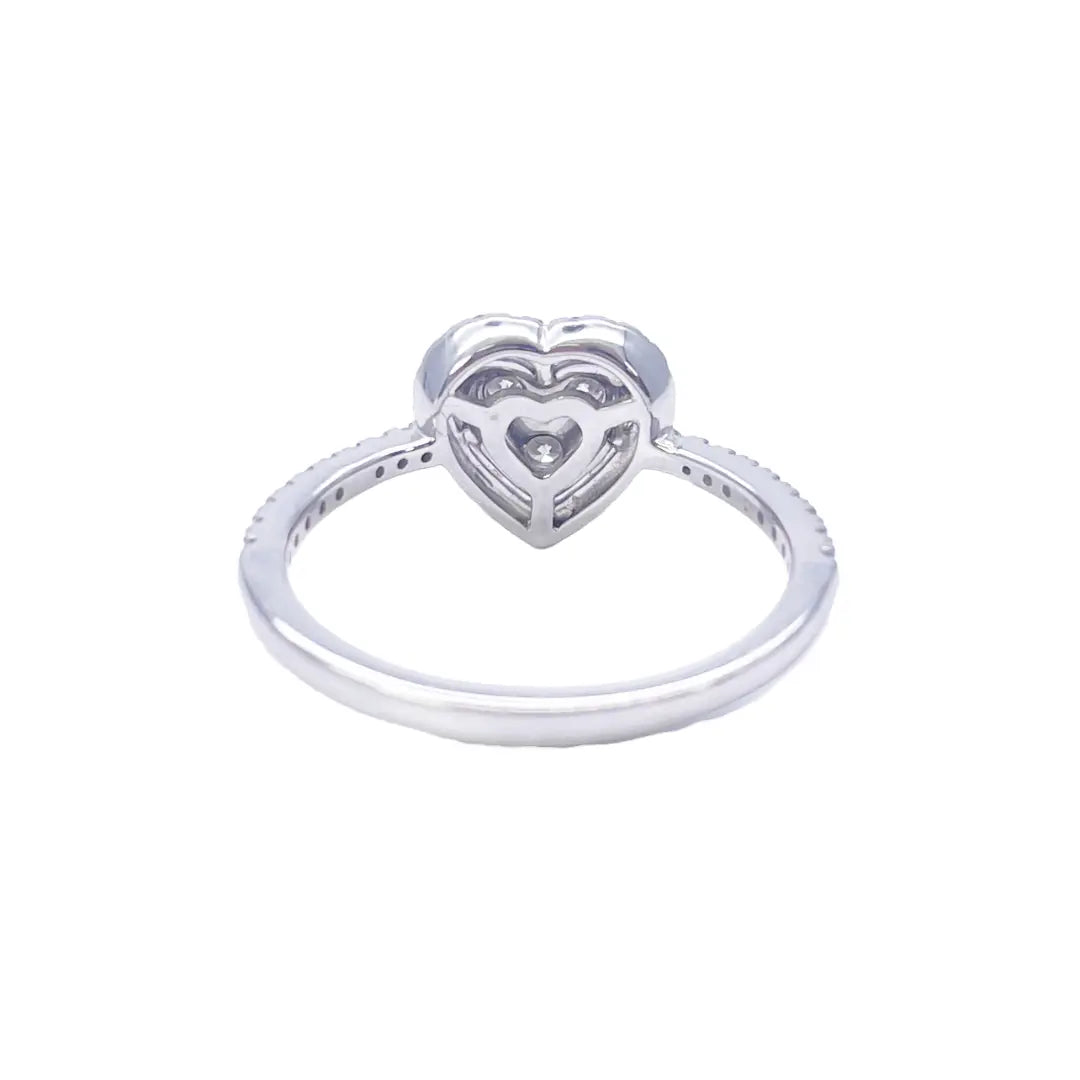 14ct White Gold Round Natural Diamond Heart Cluster Ring 0.50ct  Diamond Ring