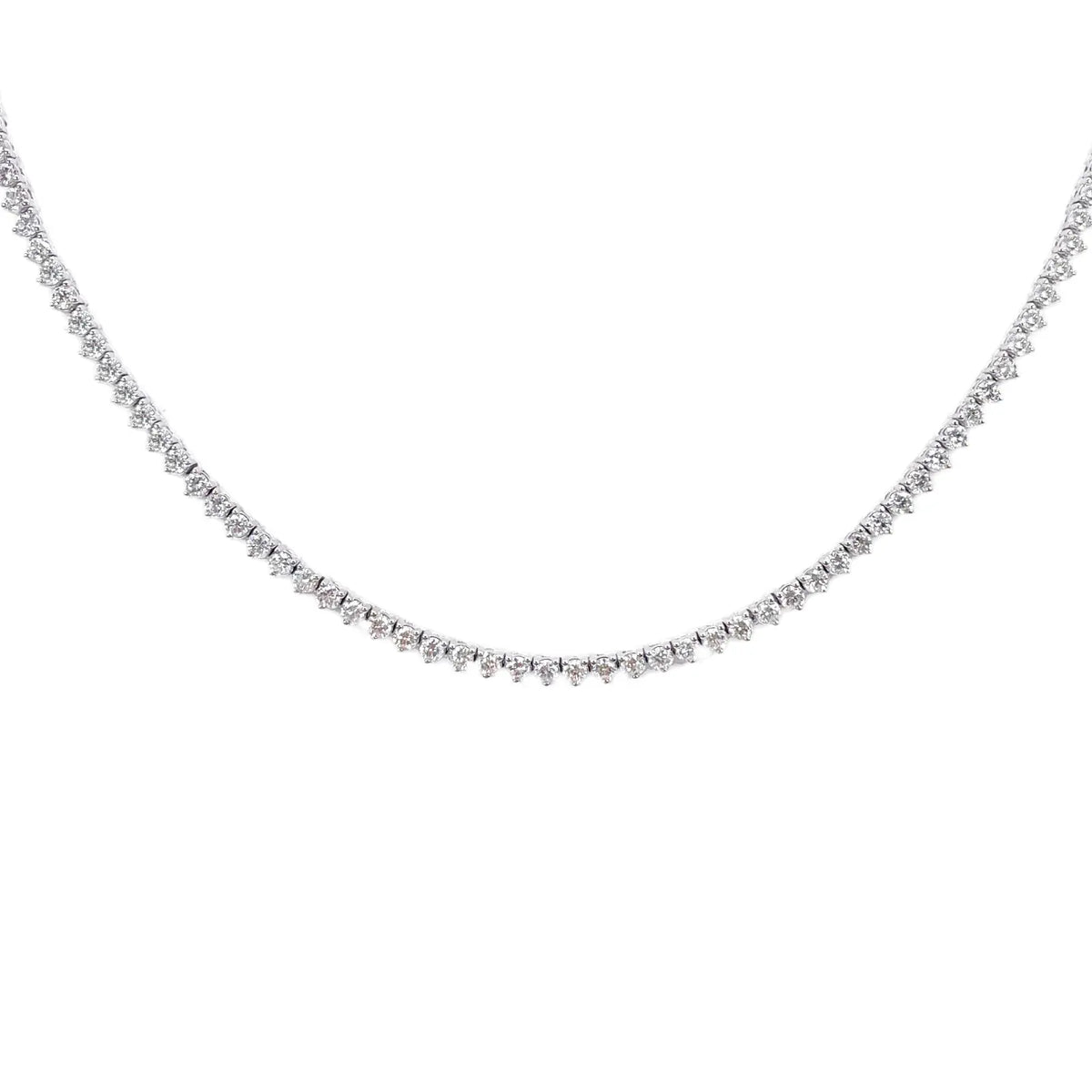 14ct White Gold Three Prong Natural  Diamond Tennis Necklace 5.96ct 17''inches 