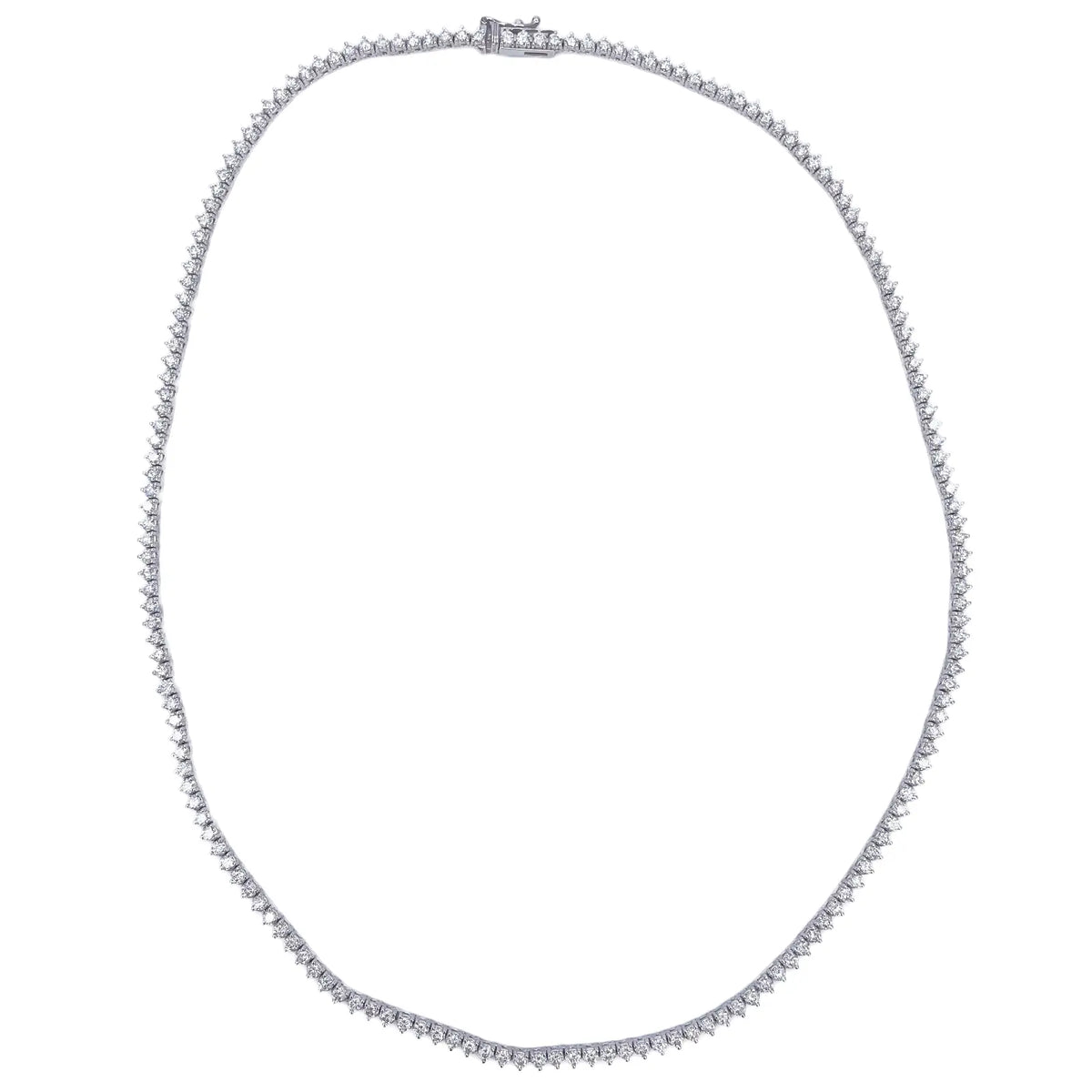14ct White Gold Three Prong Natural  Diamond Tennis Necklace 5.96ct 17''inches 