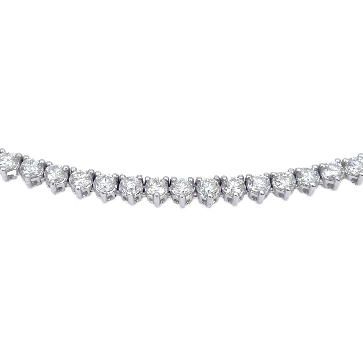 14ct White Gold Three Prong Natural  Diamond Tennis Necklace 5.96ct 17''inches 