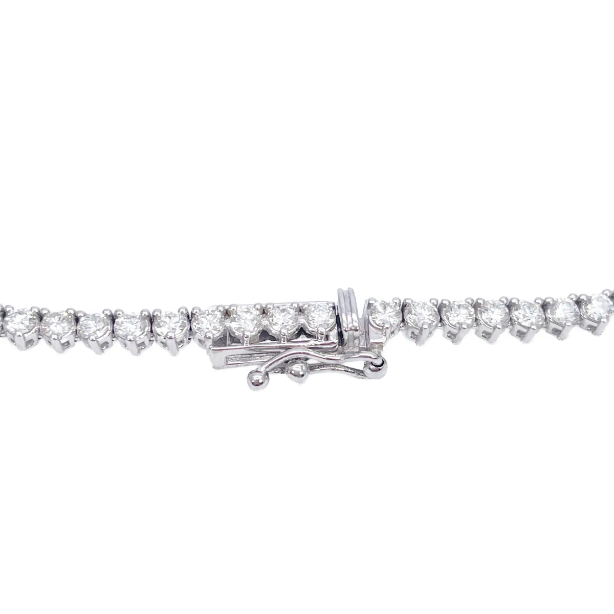 14ct White Gold Three Prong Natural  Diamond Tennis Necklace 5.96ct 17''inches 