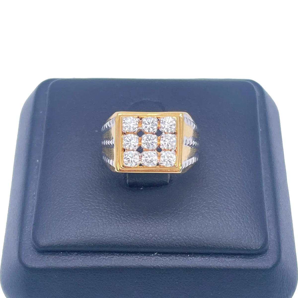 14ct Yellow Gold High Polished Cubic Zirconia Men's Signet Ring 