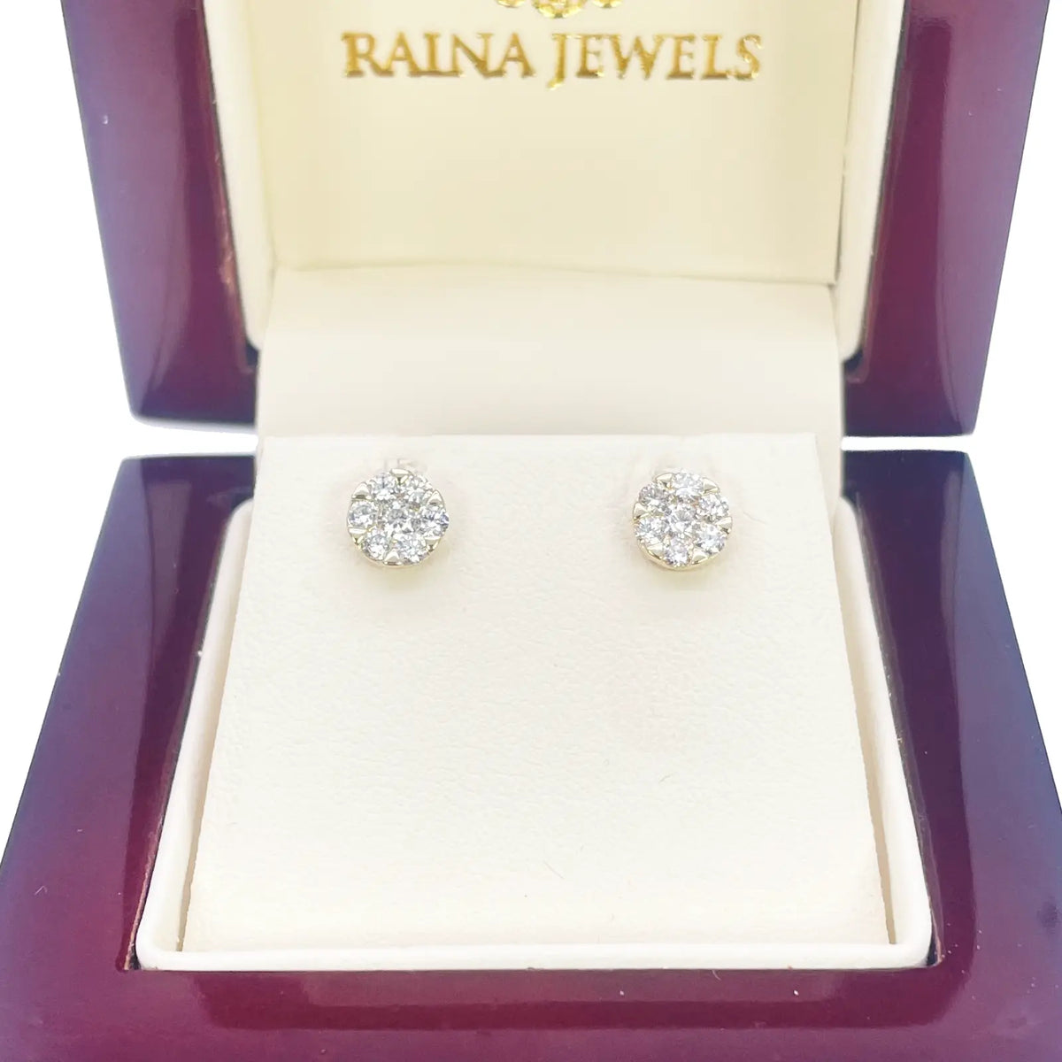 14ct Yellow Gold Natural Diamond Round Cluster Stud Earrings 0.49ct 