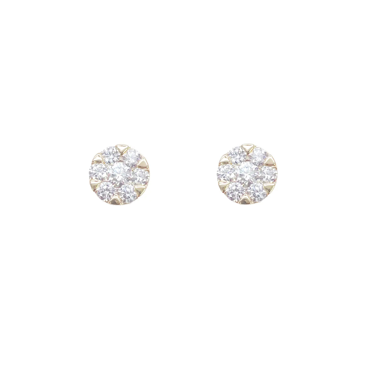 14ct Yellow Gold Natural Diamond Round Cluster Stud Earrings 0.62ct 