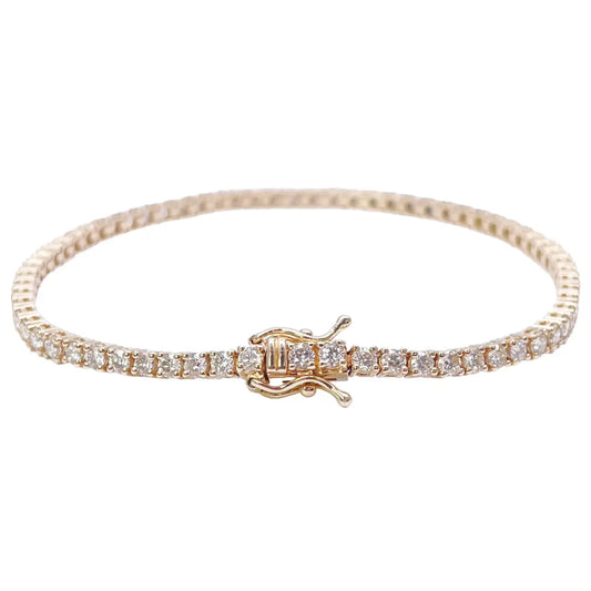 14ct Yellow Gold Natural Diamond Tennis Bracelet 4-claw 2.92cts 7 Inches 2.5mm  Diamond Bracelets