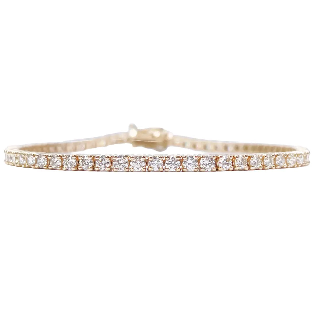 14ct Yellow Gold Natural Diamond Tennis Bracelet 4-claw 2.92cts 7 Inches 2.5mm  Diamond Bracelets
