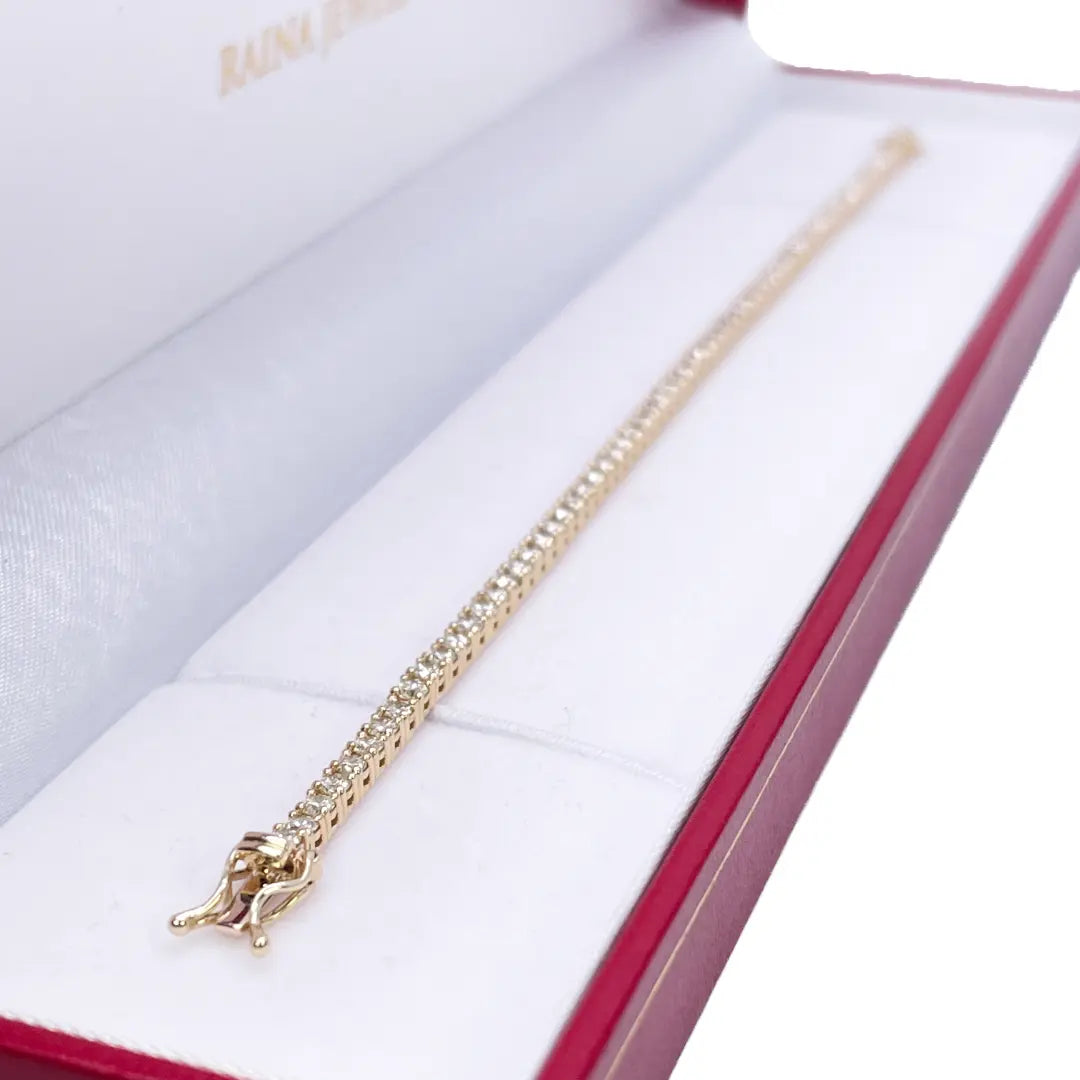 14ct Yellow Gold Natural Diamond Tennis Bracelet 4-claw 2.92cts 7 Inches 2.5mm  Diamond Bracelets