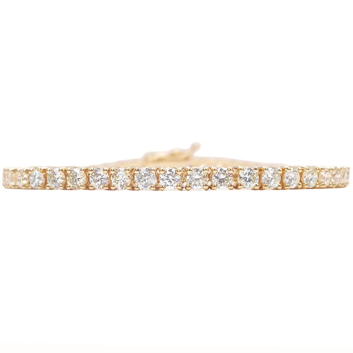 14ct Yellow Gold Natural Diamond Tennis Bracelet 4-claw 5.59cts 7 Inches 3.4mm Width  Diamond Bracelets