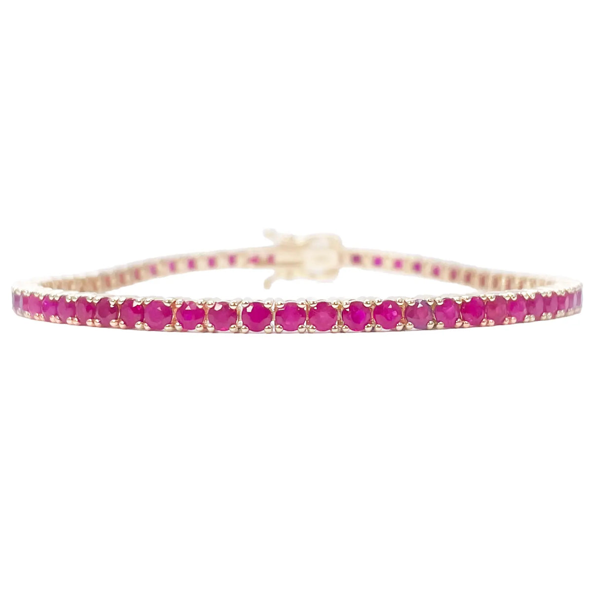 14ct Yellow Gold Natural Round Ruby Tennis Bracelet 5ct 7 Inches Length 