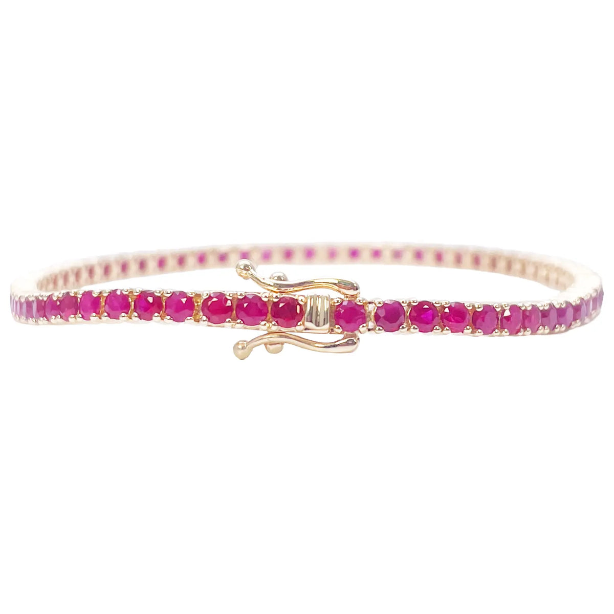 14ct Yellow Gold Natural Round Ruby Tennis Bracelet 5ct 7 Inches Length 