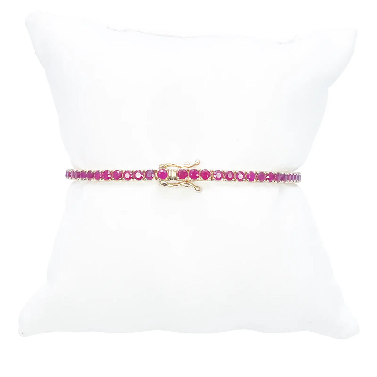 14ct Yellow Gold Natural Round Ruby Tennis Bracelet 5ct 7 Inches Length 