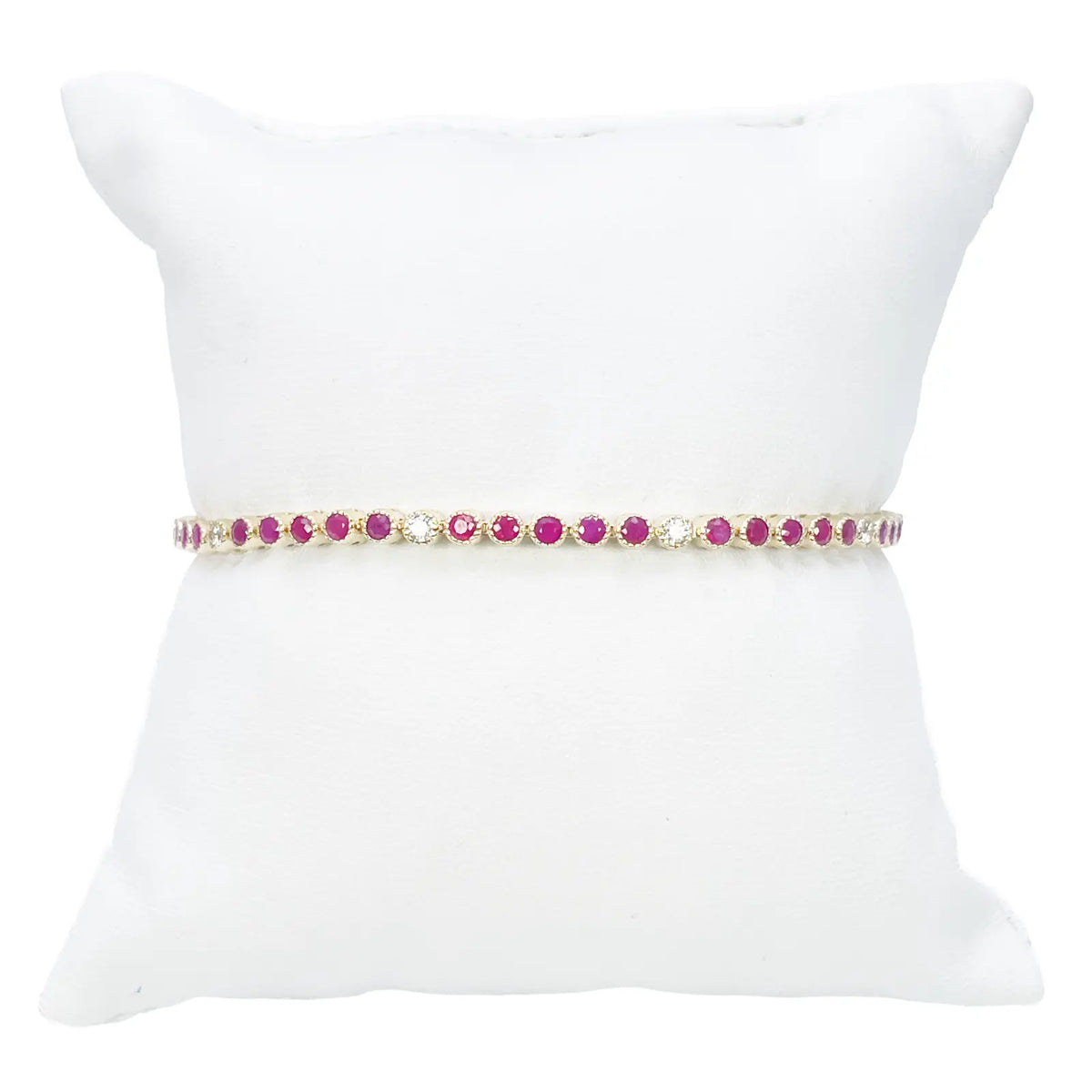14ct Yellow Gold Natural Round Ruby Tennis Milgrain Bezel Bracelet 3.15ct 7 Inches  Diamond Bracelets