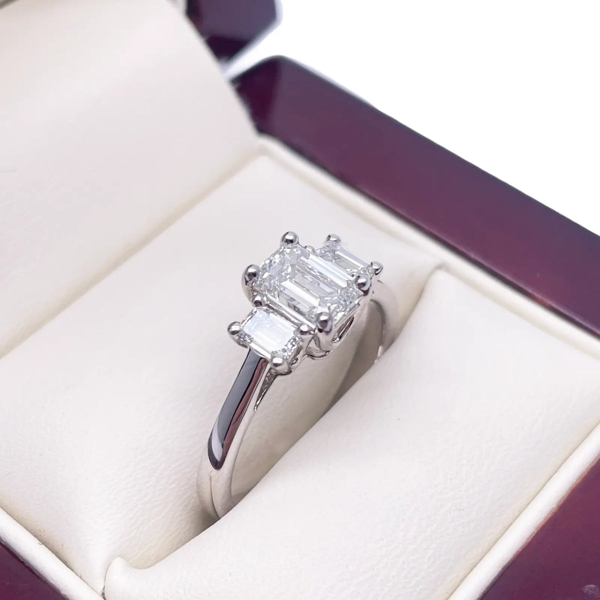 14ct Yellow/White Gold LabGrown Diamond 1.40ct Emerald Cut 3-Stone Ring IGI Cert 