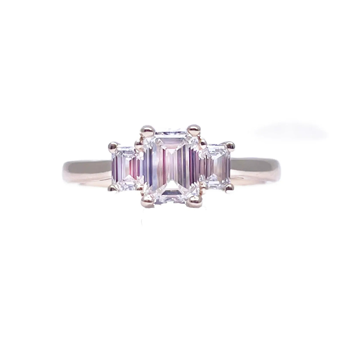 14ct Yellow/White Gold LabGrown Diamond 1.40ct Emerald Cut 3-Stone Ring IGI Cert 