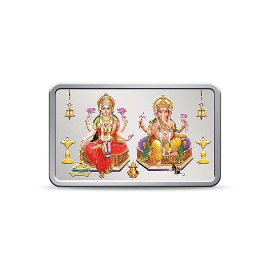 Silver Bar Laxmi Ganesh 999.9 Fine Silver Diwali Dhanteras Gift - Raina Jewels