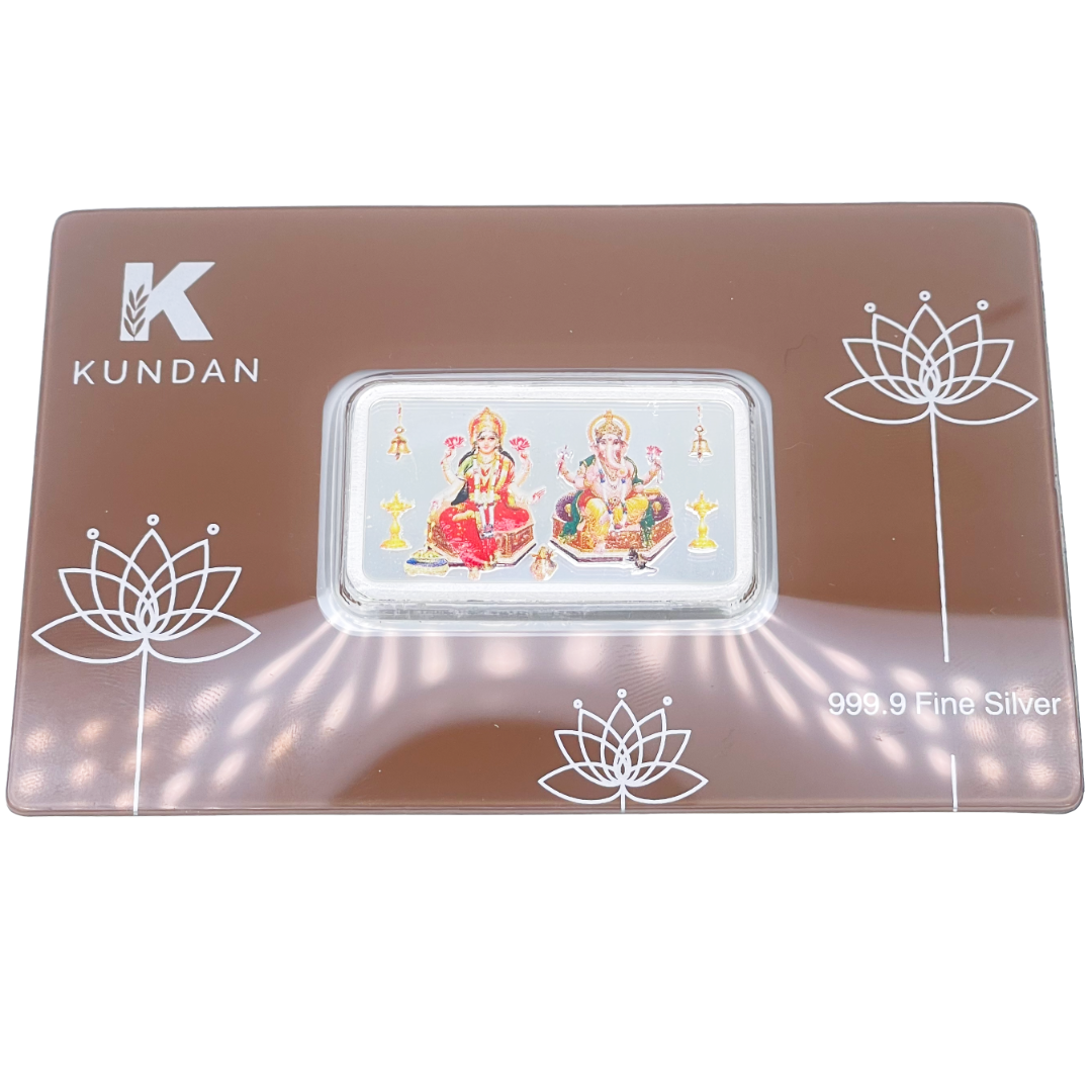 Silver Bar Laxmi Ganesh available weights 10g 20g 50g 100g - Raina Jewels