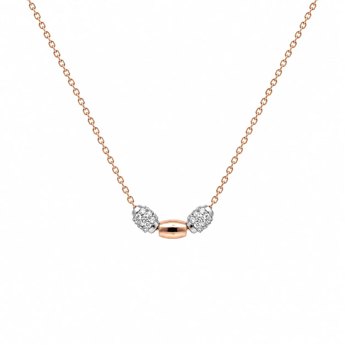 18Carat Rose Gold Diamond Fancy Chain Necklace 0.38 Carats  H/SI 18'' inches  Diamond Necklace