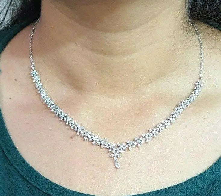 18Carat White Gold Diamond Necklace & Earrings 4.63cts 