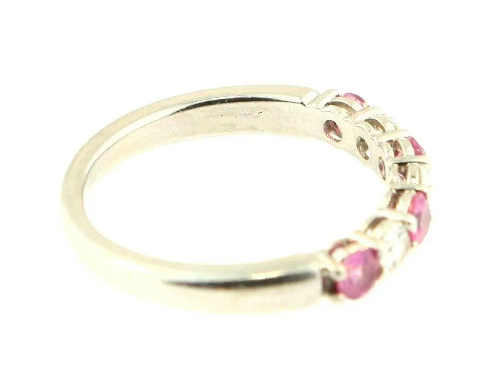18K White Gold Diamond & Pink Sapphire Seven Stone Eternity Ring 0.50cts 2.5MM  Diamond Ring