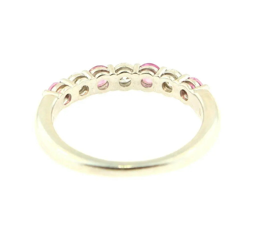 18K White Gold Diamond & Pink Sapphire Seven Stone Eternity Ring 0.50cts 2.5MM  Diamond Ring