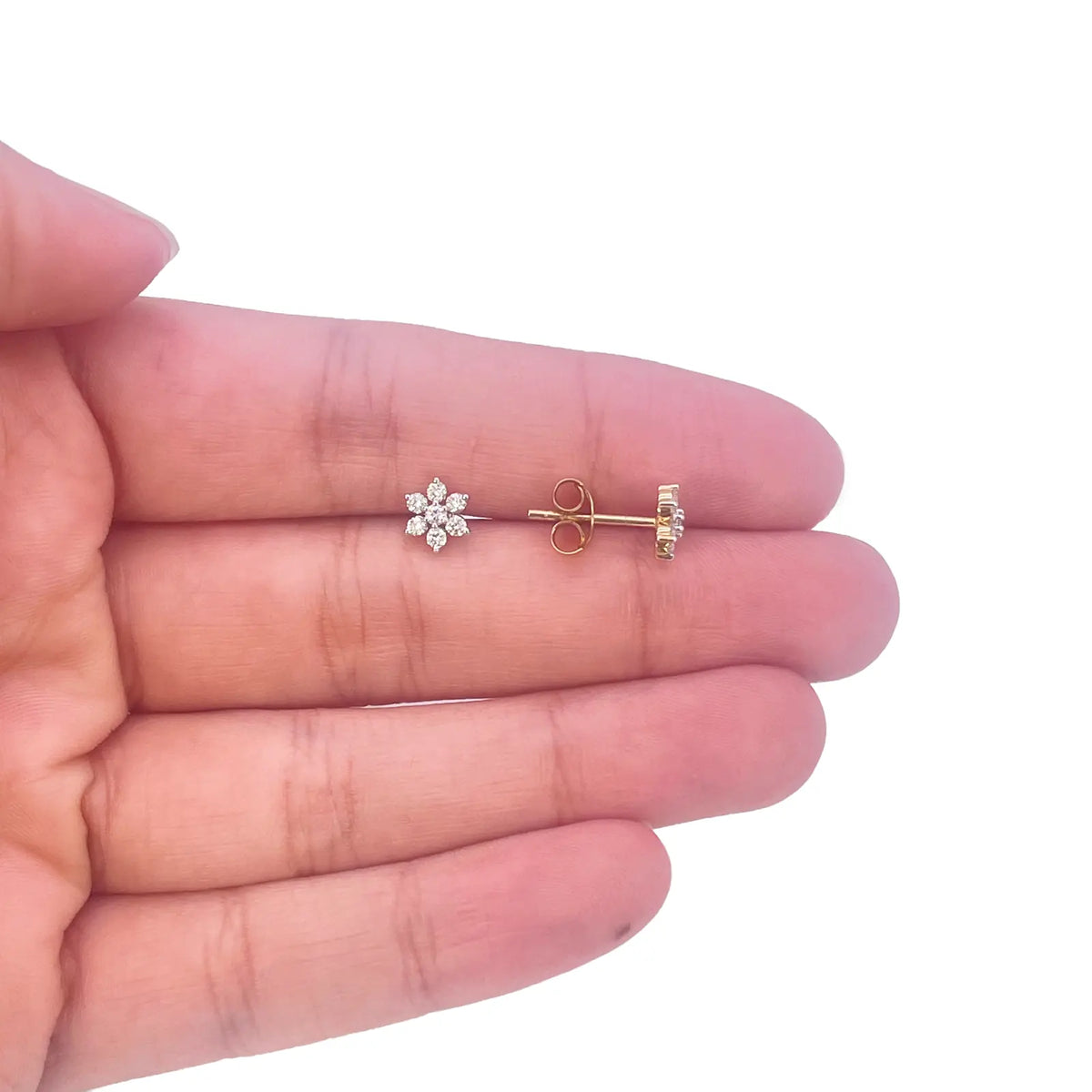 18ct Gold Diamond Stud Flower Shaped Earrings 0.25ct 