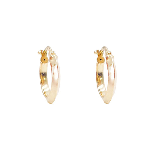 18ct Gold Hoop High Polished Diamond Cut Huggie Earrings 10.5mm Diameter  Gold earring