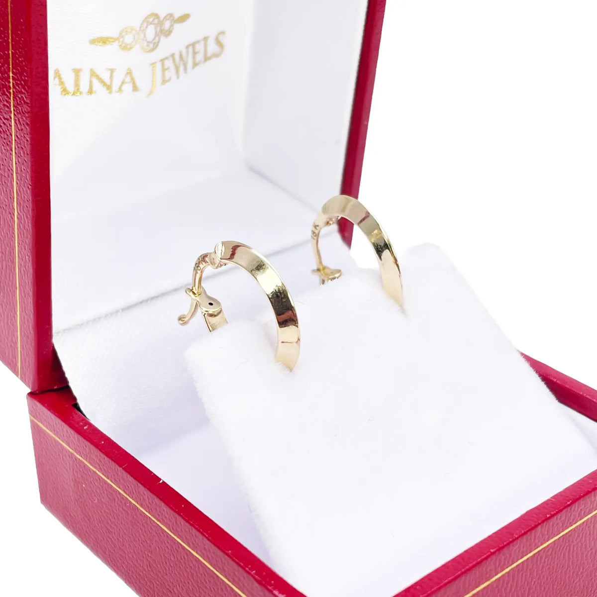 18ct Gold Hoop High Polished Diamond Cut Huggie Earrings 10.5mm Diameter  Gold earring