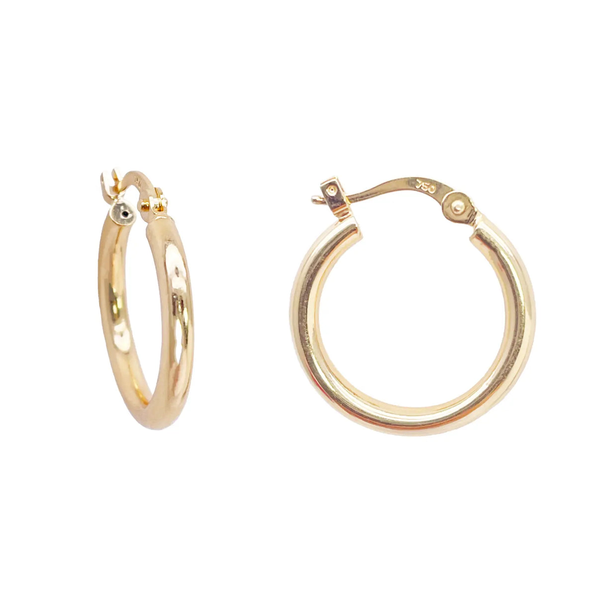 18ct Gold Hoop High Polished Minimalist Earrings 14.5mm Diameter  Diamond bracelet