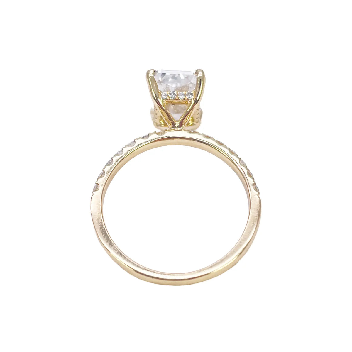 18ct Gold IGI Certified Lab-Grown Radiant Diamond Ring with Hidden Halo, 3.30ct  Diamond Ring