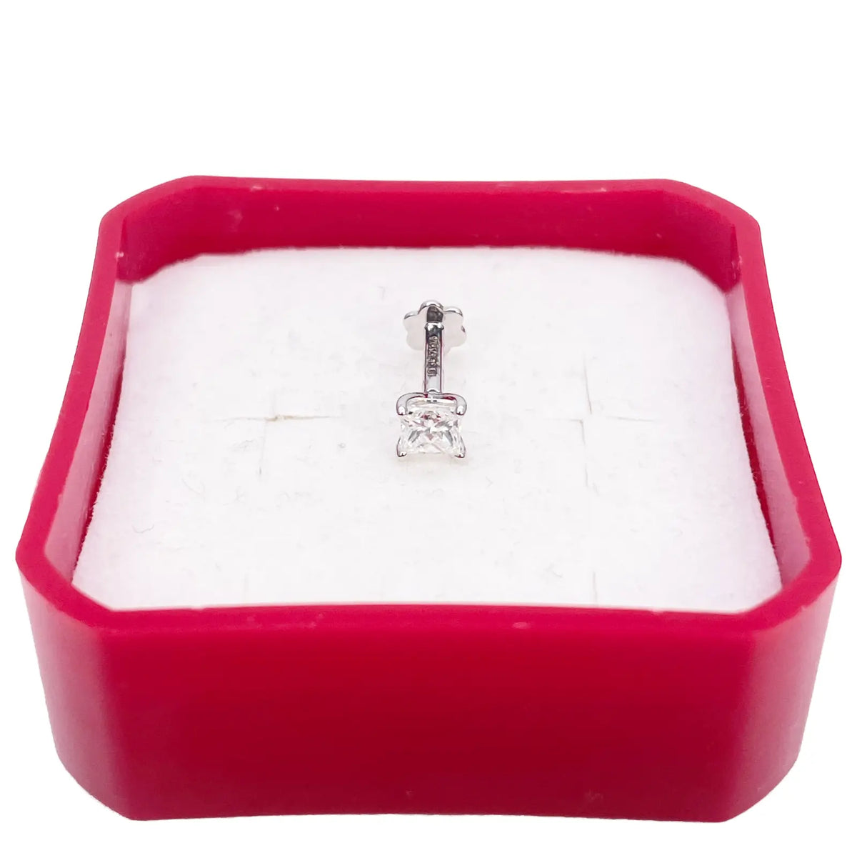18ct Gold Natural Princess Diamond Nose Stud Pin 0.20ct 4 Claw Certified  Body Piercing