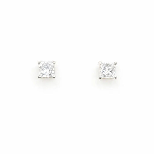 18ct Gold Natural Princess Diamond Stud Earrings 0.40ct 4 Claw Certified  Diamond earring