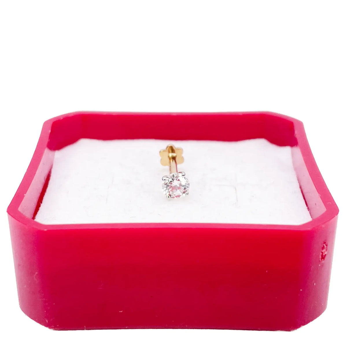18ct Gold Natural Round Diamond Nose Stud Pin 0.20ct 4 Claw Certified 3.7mm Wide  Body Piercings