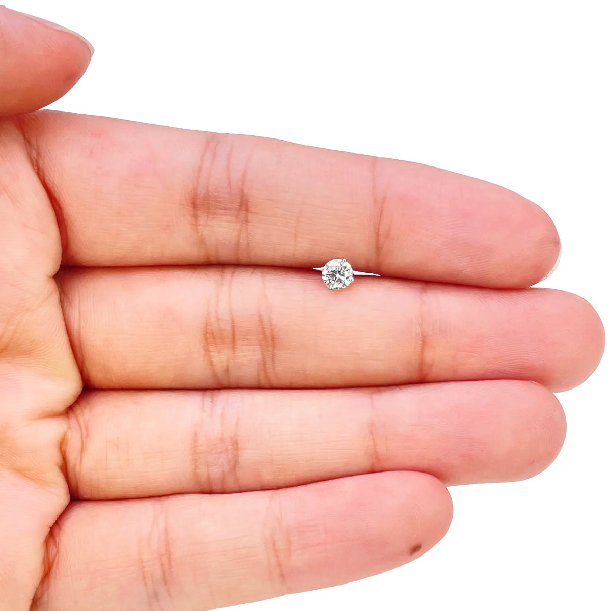 18ct Gold Natural Round Diamond Nose Stud Pin 0.20ct 4 Claw Certified 3.7mm Wide  Body Piercings