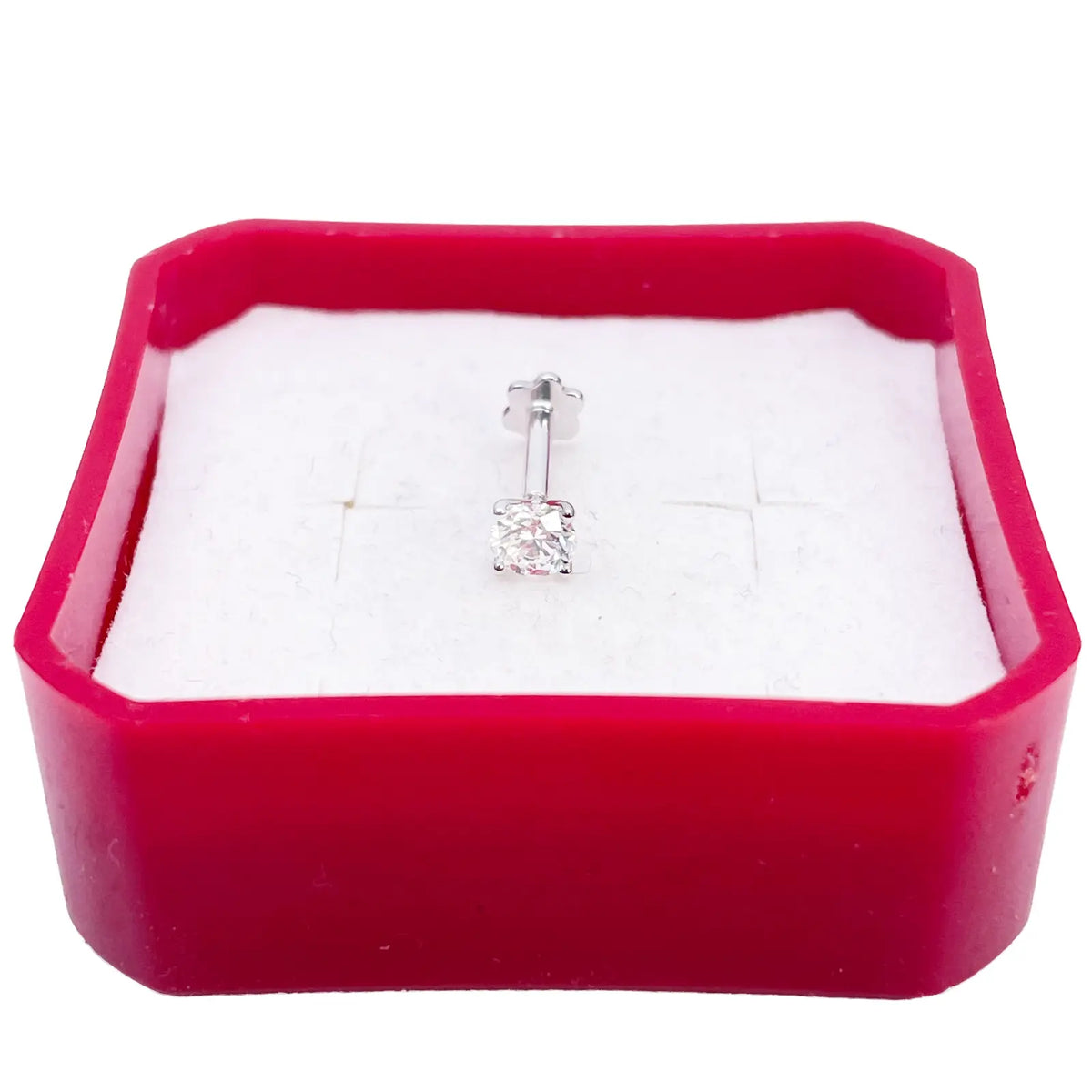 18ct Gold Natural Round Diamond Nose Stud Pin 0.20ct 4 Claw Certified 3.7mm Wide  Body Piercings