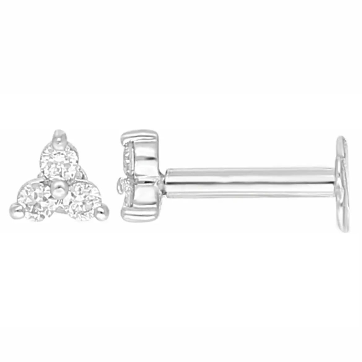 18ct Gold Natural Round Diamond Three Stone Children's Studs Earrings 0.10ct  Diamond Earrings