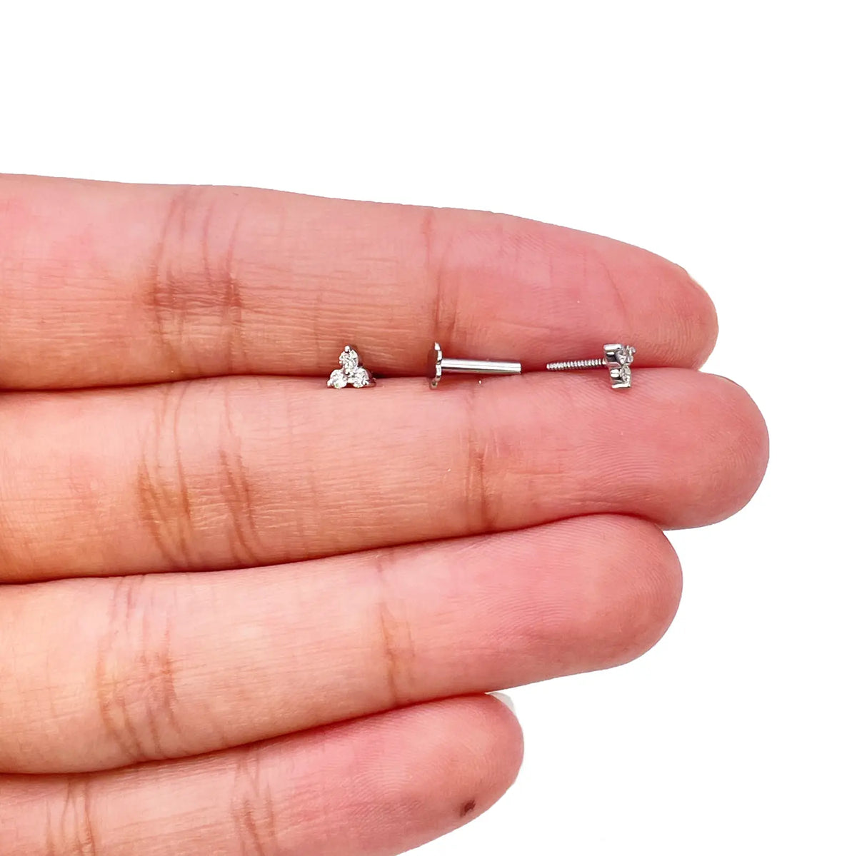 18ct Gold Natural Round Diamond Three Stone Children's Studs Earrings 0.10ct  Diamond Earrings