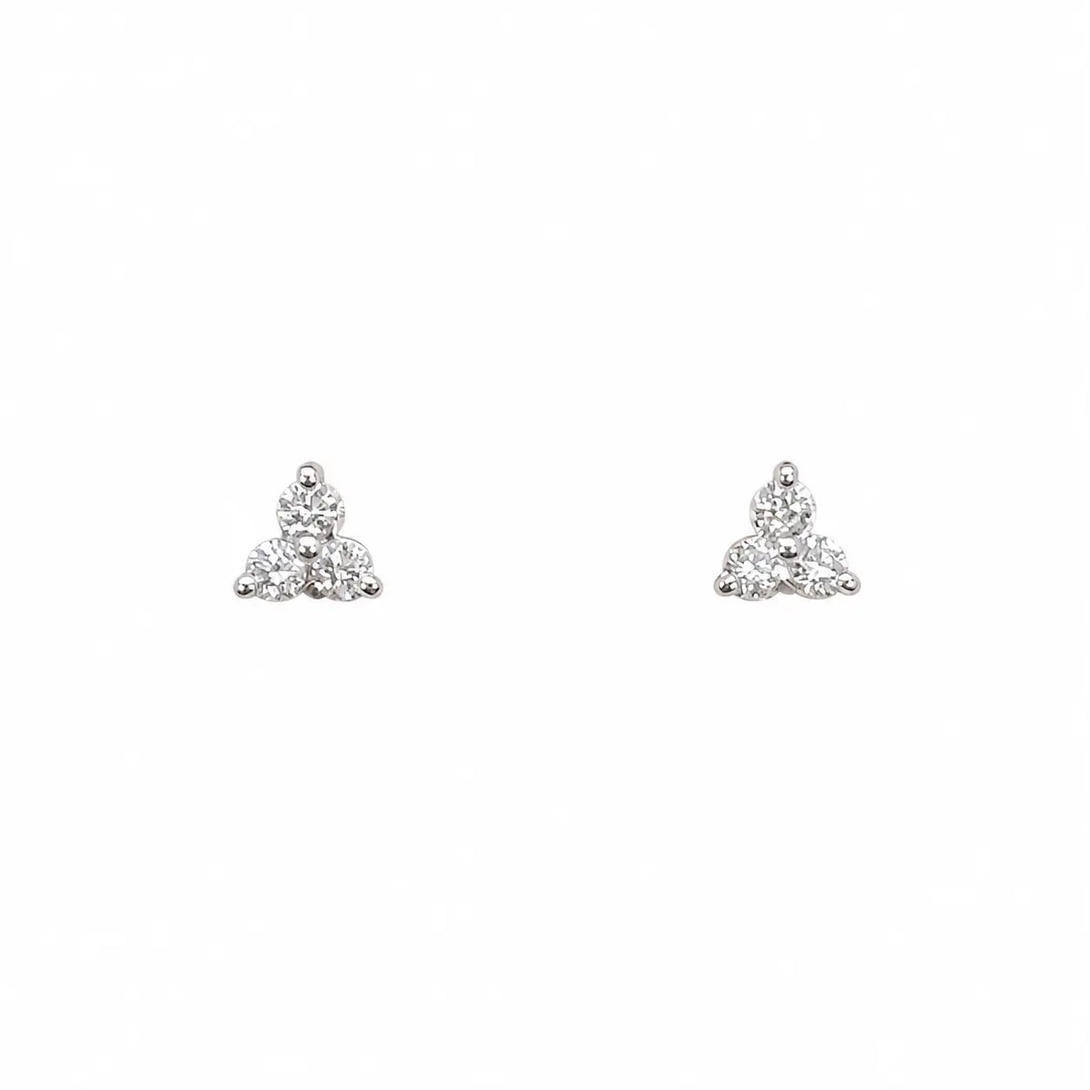 18ct Gold Natural Round Diamond Three Stone Children's Studs Earrings 0.10ct  Diamond Earrings