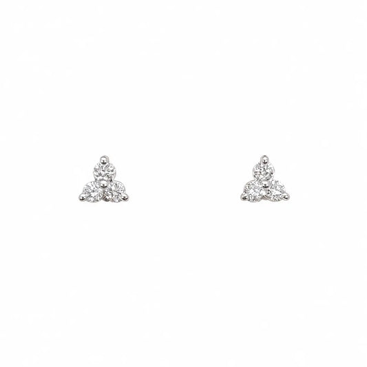 18ct Gold Natural Round Diamond Three Stone Children's Studs Earrings 0.10ct  Diamond Earrings