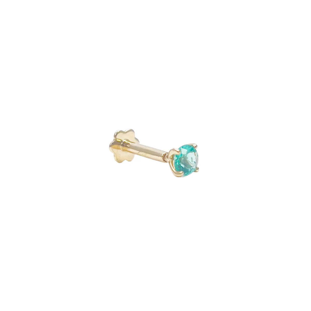 18ct Gold Natural Round Emerald 4-Claw Nose Stud Pin 0.10ct 2.9mm Width 